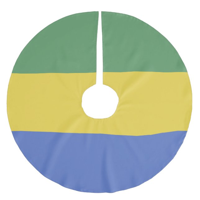 Gabunische Flagge Polyester Weihnachtsbaumdecke (Vorderseite)