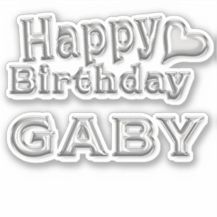 Gaby Happy Birthday silver Aufkleber Sticker