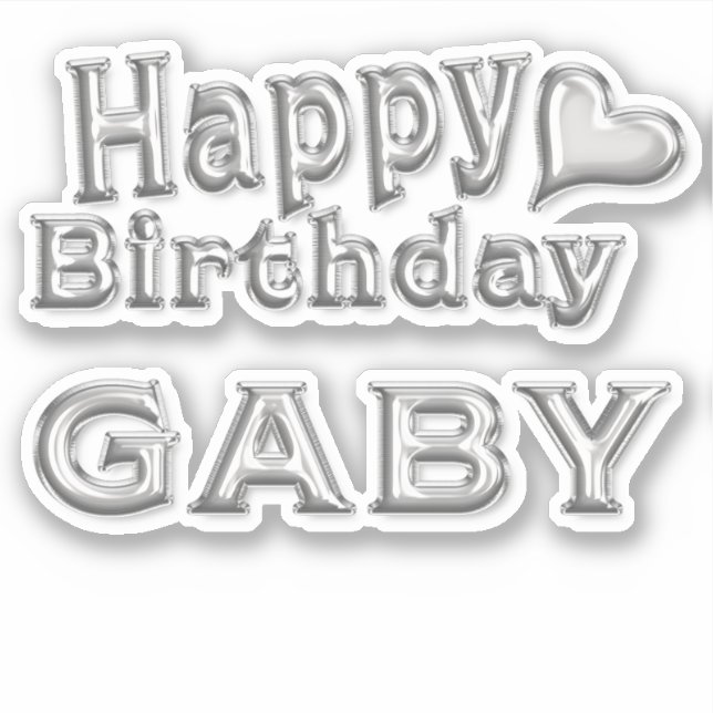 Gaby Happy Birthday silver Aufkleber Sticker (Vorderseite)