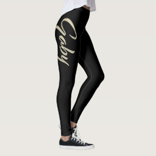 Gaby white gold Handwriting Hose Leggings