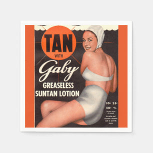 Gabysuntan-Lotionsanzeige 1950 Serviette