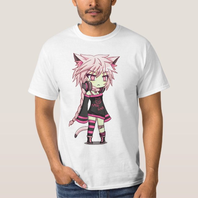 Gacha Club Pink mit weiblicher Animation T-Shirt (Vorderseite)