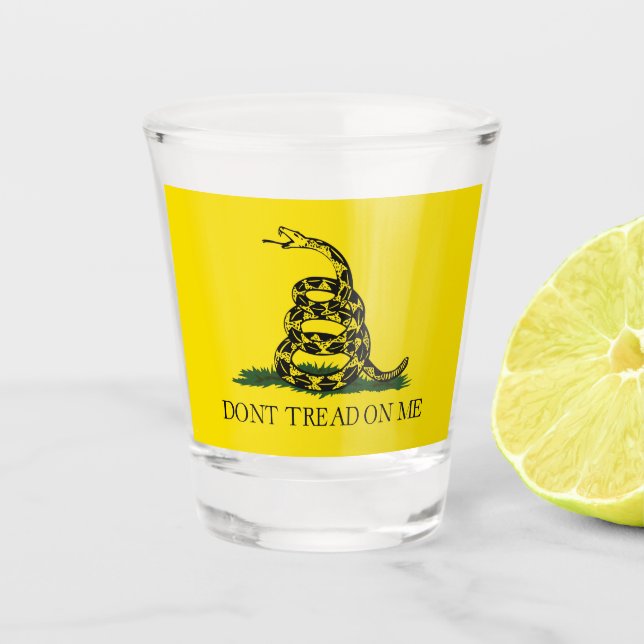 Gadsden Flag (Don't Tread on Me) (Schlangenflagge) Schnapsglas (Vorderseite)