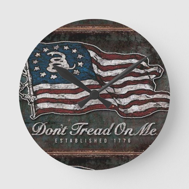 Gadsden Flag - Freiheit oder Tod Runde Wanduhr (Vorderseite)