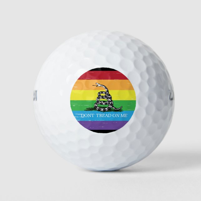 Gadsden Flag LGBT Tritt mir nicht auf Regenbogensc Golfball (Vorderseite)