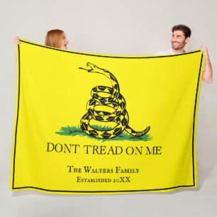 Gadsden Flag Tread on me Family Name Estd Dt Fleecedecke