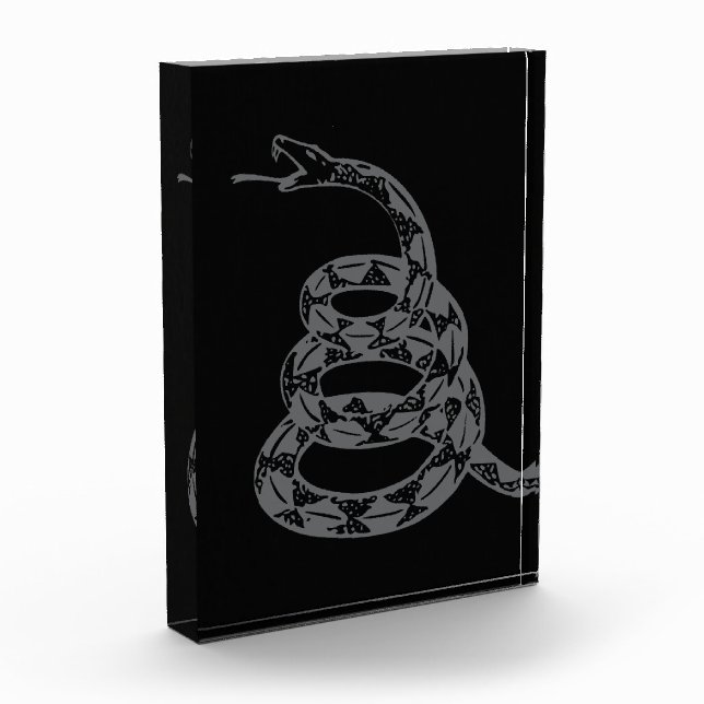 Gadsden-Flagge Don't Tread on Me Grau Fotoblock (Links)