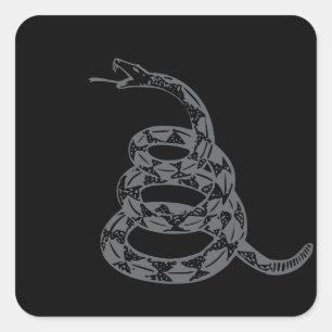 Gadsden-Flagge Don't Tread on Me Grau Quadratischer Aufkleber