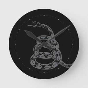 Gadsden-Flagge Don't Tread on Me Grau Runde Wanduhr