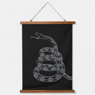 Gadsden-Flagge Don't Tread on Me Grau Wandteppich Mit Holzrahmen