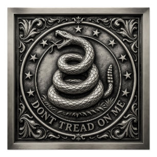 Gadsden-Flagge Dont Tread on Me Metallisch Silber Poster