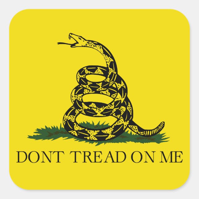 Gadsden-Flagge - treten Sie nicht auf mir Quadratischer Aufkleber (Vorderseite)