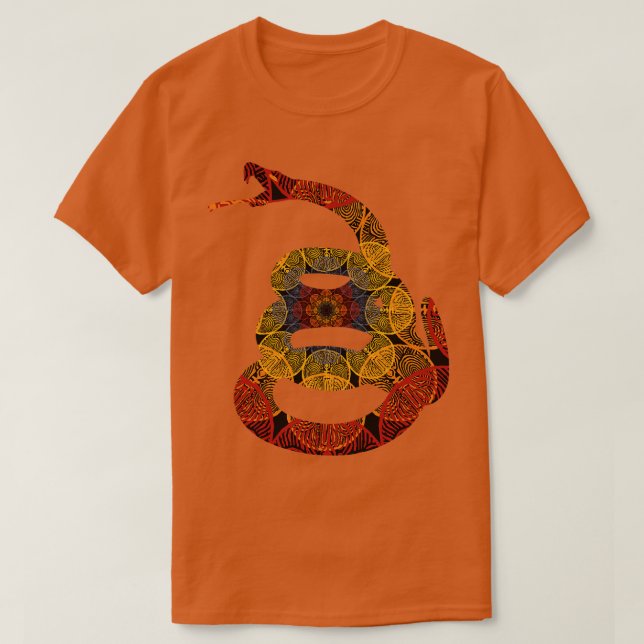 Gadsden Snake Circular Mexicans Blume Muster T-Shirt (Design vorne)