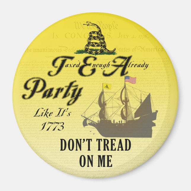 Gadsden - Tee-Party wie 1773 Magnet (Vorne)