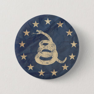 Gadsden und Flagge US 1776 Button