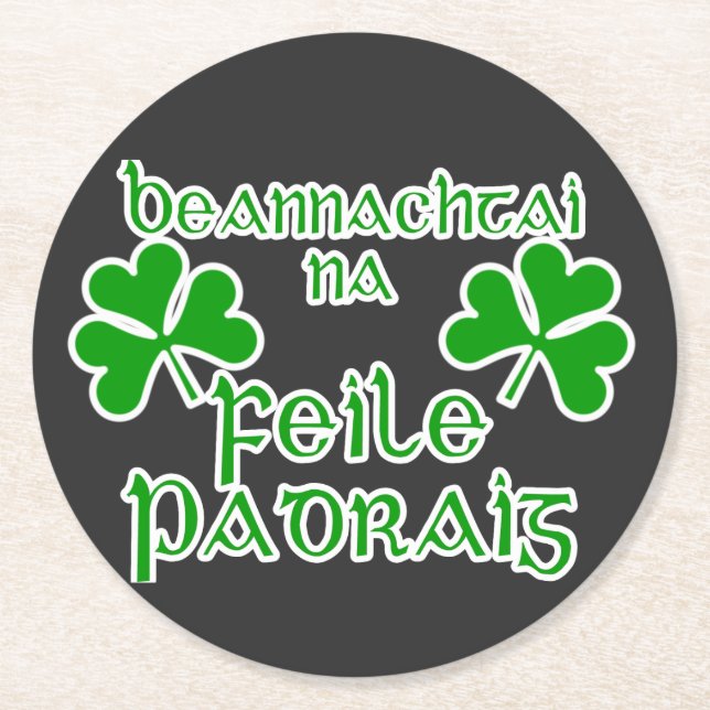Gaelic St. Patrick's Day  Runder Pappuntersetzer (Vorderseite)