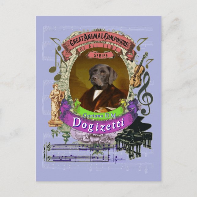 Gaetano Dogizetti Dog Animal Composer Donizetti Postkarte (Vorderseite)