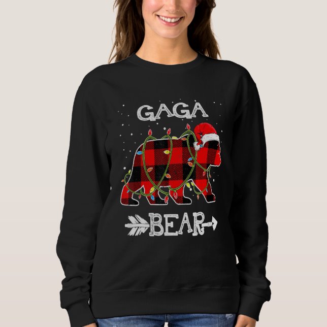 Gaga Bear  Red Buffalo Plaid Mom Bear Pajama Sweatshirt (Vorderseite)