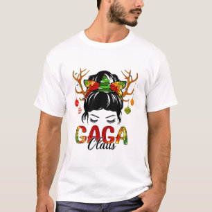Gaga Claus Messy Bun Wink Augen Weihnachtsdekorati T-Shirt