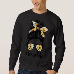 Gaga Life Messy Hair Bun Sonnenblume Frauen Mutter Sweatshirt