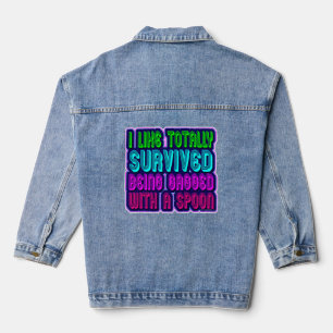 Gaged mit Spoon Survivor Funny 80er Slogan Jeansjacke