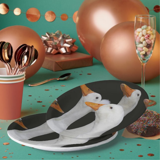 Gaggle der weißen Enten Pappteller (Multi)