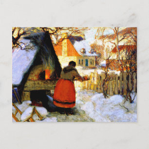 Gagnon - Heating the Oven, Winterscene Postkarte