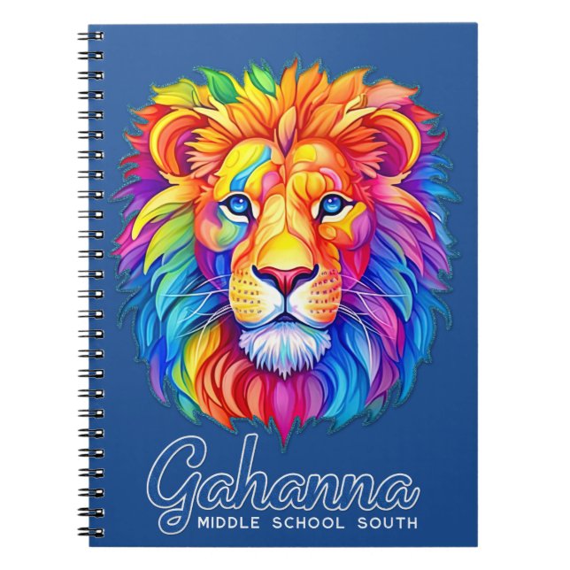 Gahanna Rainbow Lion Head Imitats Glitzer Spiral Notizblock (Vorderseite)