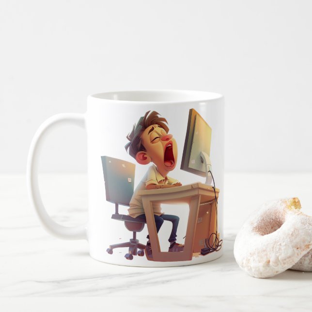 Gähnen nach Kaffee! Für ihn Kaffeetasse (Mit Donut)