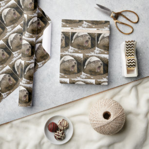 Gähnender Waldmurmeltier mit Nachtmütze Geschenkpapier