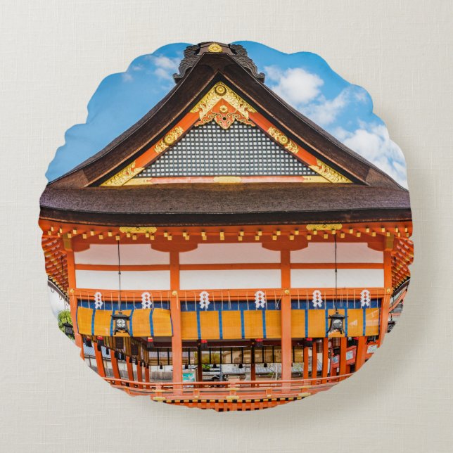 Gai-Haiden, Fushimi Inari-Taisha-Schrein, Kyoto #2 Rundes Kissen (Vorderseite)