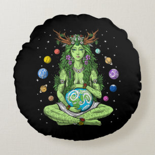 Gaia Mother Earth Goddess Rundes Kissen