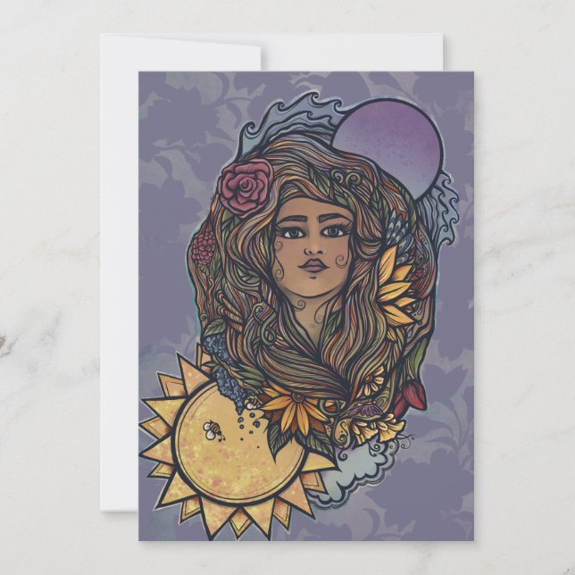 Gaia Mutter Erde Göttin Tarot der Welt Einladung (Vorderseite)