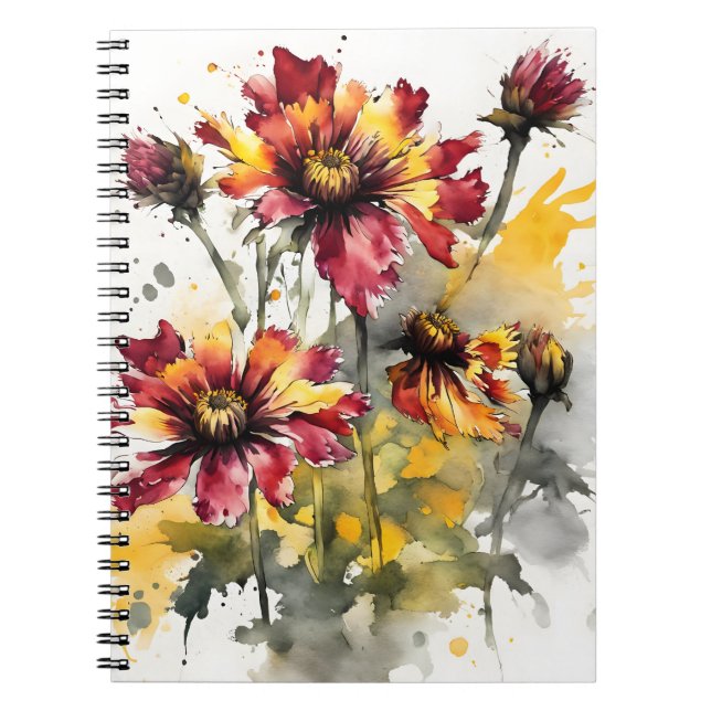 Gaillardia - Aquarellblumen Notizblock (Vorderseite)