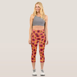 Gaillardia Seamless Pattern Capri Leggings