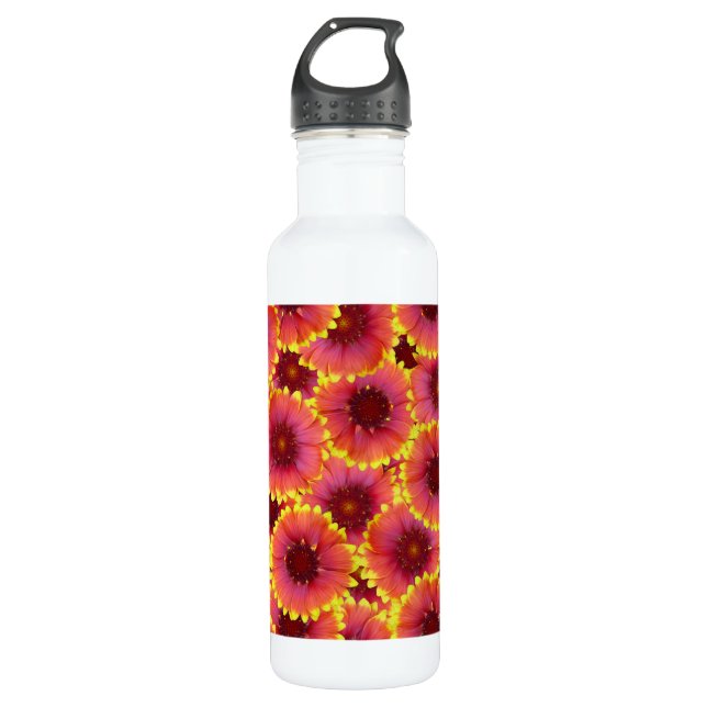 Gaillardia Seamless Pattern Edelstahlflasche (Vorderseite)