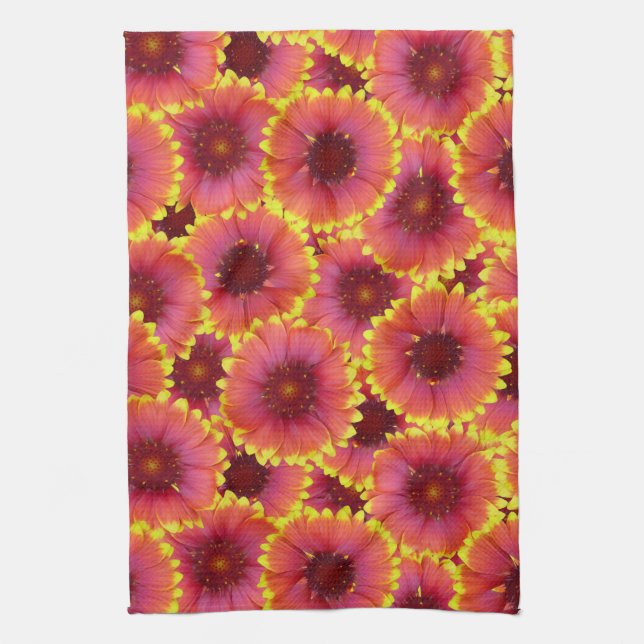 Gaillardia Seamless Pattern Geschirrtuch (Vertikal)
