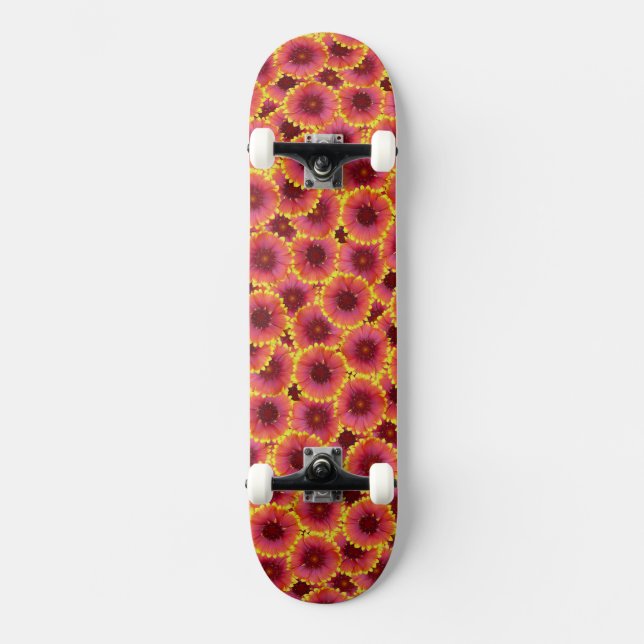 Gaillardia Seamless Pattern Skateboard (Vorderseite)