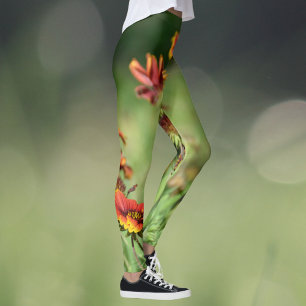 Gaillardia Sonnenblumen Wildblumen Florales Grün Leggings