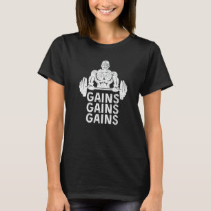 Gains Gym Rat Gym Bro Bodybuilder T-Shirt
