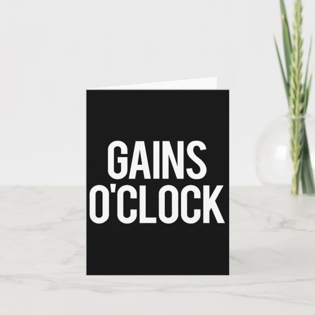 Gains O'clock Funny Gym Weightlift Bodybuilding Karte (Vorderseite)