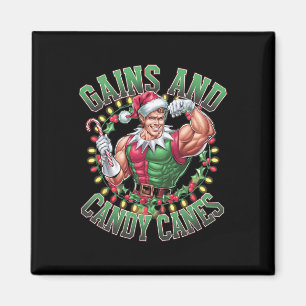 Gains und Candy Canes Funny Christmas Elf Gym Arbe Magnet
