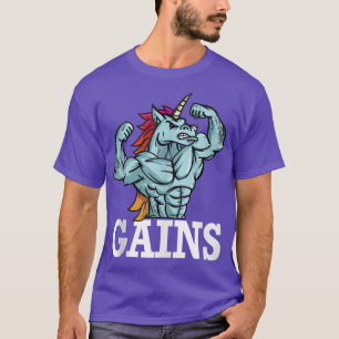 Gains Weightlift Unicorn Fitness Gym Geschenk T-Shirt