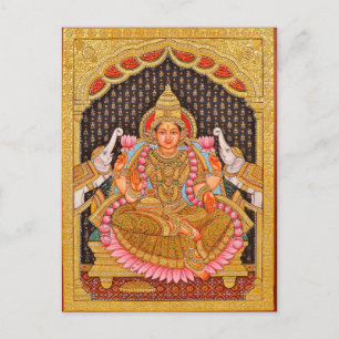 GAJA LAKSHMI INTRIKATE TANJORE MALEREI {SÜDINDIEN POSTKARTE