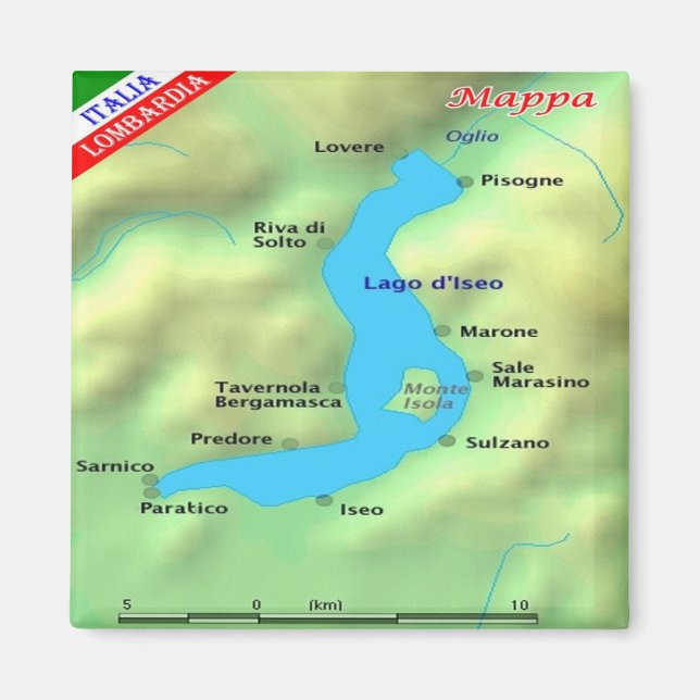 GAL069 LAKE ISEO - Map - Italy - Fridge Magnet (Vorne)