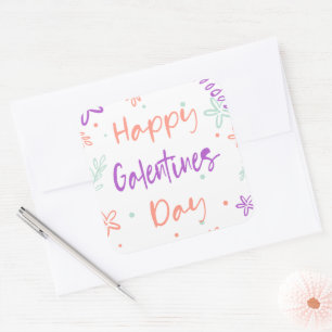Gal Pals Happy Galentines Day Valentines Blume Quadratischer Aufkleber