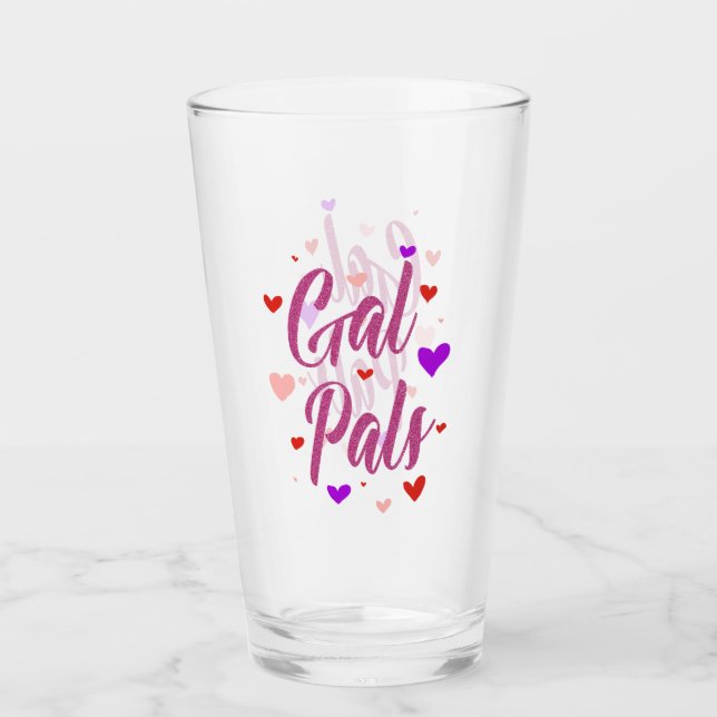 Gal Pals Happy Galentines Day Valentines Liebe Glas (Vorderseite)