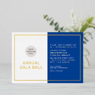 GALA BALL Firmenlogo formales königsblau gold Folieneinladung