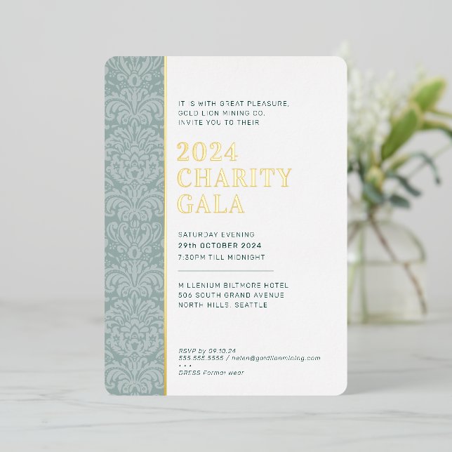 GALA BALL Modernes, elegantes Ereignis Dunkelgrün  Folieneinladung (Stehend vorne)