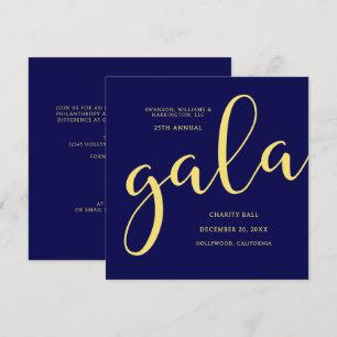 Gala-Event Charity-Fundraising-Elegant Blau Gold Einladung